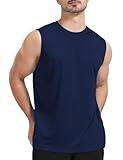 Upocool Men's Tank Tops Workout Sleeveless UPF 50 Sun Protection Shirts Dry Fit Moisture-Wicking Swim Running Gym Shirts Navy 3XL