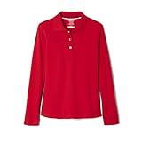 French Toast girls Uniform Long Sleeve With Picot Collar (Standard & Plus) Polo Shirt, Red, 10 12 US