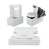 30 Pack 2-Cup Drink Carrier with Handle, Disposable White Cardboard Paper Cup Holder for Cold/Hot Drinks,Cup Carrier for Coffee or Food Delivery, Take Out Cup Carriers, Mlfklmkl