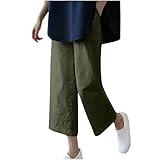 maisdgop Capri Pants for Women Casual Wide Leg Cotton Linen Cropped Pants 2025 Summer Comfy Loose Fit Trousers with Pockets