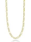 Miabella Solid 18K Gold Over Sterling Silver Italian 5mm Diamond-Cut Figaro Link Chain Necklace for Women Men, 925 Made in Italy (22 Inches)