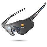 STORYCOAST Polarized Sports Sunglasses for Men Women,Driving Fishing Cycling Mountain Bike Sunglasses UV400 Protection Clear Gray Frame-photochromic Lens