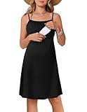 Ekouaer Womens Sleeveless Nursing Dress Summer Breastfeeding Dresses Adjustable Strap Maternity Clothes Black M