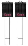 Outdoor Real Estate Brochure Box, Attached Yard Stake, Holds 250 8.5 x 11 Documents and 60 Business Cards, Flyer Literature Marketing Stand (2 Pack - Black)