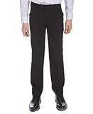 Calvin Klein Boys Flat-Front Bi-Stretch Dress Pant, Straight Leg Fit & Hemmed Bottom, Belt Loops & Functional Front Pockets, Black, 12