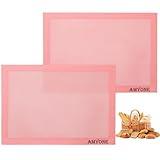 AMYONE Perforated Baking Mats, 2 PCS Pink Eclair Silicone Mat for Half Sheet, Non-Stick Reusable Oven Liners for Making Bread/Pizza/Pastry/Cookie 11 5/8" x 16 1/2", Sakura Pink