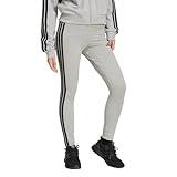 adidas Women's Essentials 3-Stripes Cotton Leggings, Medium Grey Heather/Black