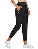 baleaf Women's Joggers Lightweight Hiking Pants High Waist 5 Zipper Pockets Quick Dry Travel Athletic UPF50+ Black L