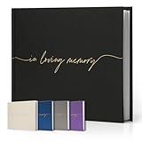 Twill Funeral Guest Book - in Loving Memory Guestbook with a Memory Table Sign - Hardcover Guest Sign in Book for Funeral Service - 320 Entries, 9"x7.5", Black