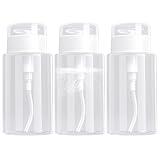 ANGNYA 3 Pack Push Down Pump Dispenser, Empty Press Container for Alcohol Facial Toner Makeup Nail Remover Pump Dispenser Bottles 6.7oz/200ML(Not for Acetone)