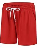 Boys Basketball Shorts Mesh Athletic Soccer Running Sports Shorts Quick Dry Fit Active Gym Shorts with Pockets for Teen Youth Red 10-12 Years