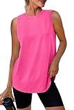 Women's Workout Tops Sleeveless Running Yoga Tops Gym Atnletic Shirts Activewear Pink Size M