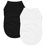 2 Pack Solid Color Dog Shirts - Lightweight, Quick Dry, Breathable Pet T-Shirts for Small to Large Dogs - Stretchy, Durable, Ideal for All Seasons and Holidays.Black White S
