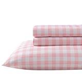 Eddie Bauer Kids - Twin Sheets, Stain-Resistant Toddler Bedding with Matching Sham(s), Super Soft, Ideal Girl Room Essentials (Poppy Plaid Pink, Twin)