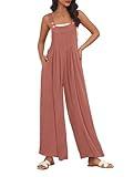AUTOMET Womens Beach Vacation Outfits Jumpsuits Overalls Wide Leg Casual Summer Spring Outfits Rompers Trendy Jumpers Rust L