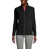 Lands' End Womens Full Zip Fleece Jacket Black Petite Large