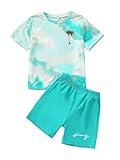 Kid Toddler Baby Boys Clothes Tie-dye Palm Leaf Top 2Pcs Summer Shorts Set(6-7T)