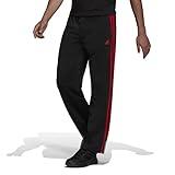 adidas Men's Essentials Warm-up Open Hem 3-stripes Tracksuit Bottoms, Black/Scarlet, Large Tall