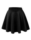 MBJ WB211 Women's Basic Versatile Stretchy Flared Skater Skirt for Girl S Black