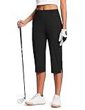 ISEEGZ 18" Dressy Capri Pants for Women High Waist Stretch Womens Golf Capris Pants for Summer with Pockets Work Casual Black