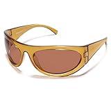 VANLINKER Polarized Wrap Around Sunglasses for Women Men Trendy Sporty Style Oversized Shield Frame VL9814, Amber/Tan