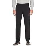 Van Heusen Men's Flex Straight Fit Flat Front Pant, Black, 34W x 30L