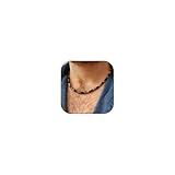 MIFYNN Surfer Necklace for Men Beaded Choker Necklace Puka Shell Necklaces Brown Coconut Wood Beads Necklaces Beach Surfer Jewelry Gift (Black brown)