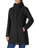Outdoor Ventures Women's Lightweight Waterproof Fleece Lined Hooded Softshell Rain Jacket, Warm Windbreaker Long Coat