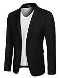 COOFANDY Men's Casual Blazer Jacket Slim Fit Sport Coats Lightweight One Button Suit Jacket (Black XL)