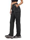 Moosehill Women's-Hiking-Pants-Cargo-Quick-Dry-Stretch-Lightweight Work Outdoor Pants with 5 Deep Pockets (Black, 6, 31in)