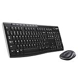 Logitech MK270 Wireless Keyboard and Mouse Combo for Windows, 2.4 GHz, 8 Multimedia Keys, PC, Laptop, Wireless Keyboard Compact Mouse Combo - Black