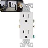4K Ultra HD Wi-Fi Functional Wall Outlet Receptacle Spy Camera P2P WiFi Power Plug Socket Hidden Nanny Cam Spy Camera (White/Square Face/Video Only: No Audio)