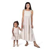 Modern Moments by Gerber Baby Girls' Women Mommy and Me Gauze Dress, Tan Gingham, Medium