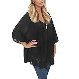 Lace Trim Linen Blend Casual Shirts for Women Flowy Blouse Boho Tops Button-Down Tee with Feminine Details