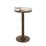 Fultyle Round Side Table, Small Drink Table for Small Spaces, Modern Accent Nightstand with Solid Wood Leg for Living Room, Bedroom, Corners, and Office (Rustic Brown)