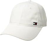 Tommy Hilfiger Men's Dad Hat Billy Corner Flag Cap (Pack of 1), Classic White, O/S