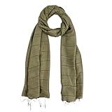 Humble Hilo Silk Blend Womens Scarf (Olive Green Subtle Stripes)