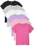 Poroka Baby and Toddler Girls Short Sleeve T-Shirts Cotton Crewneck Shirts Basic Solid Tees Summer Casual Tops, Multipack