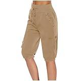 maisdgop Womens Capri Pants Casual 2025 Summer Drawstring Elastic High Waisted Linen Pants Plus Size Capris with Pockets