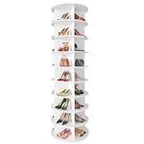 SpaceAid 9 Tier Rotating Shoe Rack Tower, Spinning Shoe Display Lazy Susan, Revolving 360 Shoe Rack Storage Round Carousel, Vertical Handbag Rotate Shoes Closet Organization (9-Tier White)
