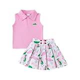 Dobeiokal Baby Girl Golf Outfit Toddler Polo Shirt Sleeveless Tank Top Mini Skirt Set 2Pcs Cute Baby Girl Summer Clothes(A-White Golf,12-18 Months)