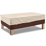 Vailge Rectangular Coffee Table Cover - Outdoor Lawn Patio Furniture Covers with Padded Handles and Durable Hem Cord - Heavy Duty and Waterproof,Fits Large Rectangular Coffee Table (Beige & Brown)
