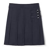 French Toast girls Adjustable Waist Two-tab Pleated-front Scooter Skirt, Navy, 12 US