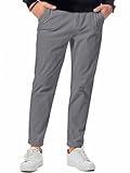 JMIERR Men's Casual Corduroy Pants Flat Front Elastic Waistband with Button Stretch Slim Fit Chino Dress Pants with Multi Pocket,US38(XL),Light Grey