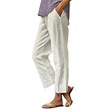 White Linen Pants Women Day+Prime+Deals+Today+Big+Spring+Deals+2025+Sale+Lightning+Deals+of+Today+Prime+Deals+of+The+Day+Clearance+amaon Cotton Linen Pants for Women Trouser Beige #4 X-Large