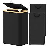 SpaceAid Double Laundry Hamper 2 Section with Lid and Removable Laundry Bags, 160L Clothes Basket with Bamboo Handles, Large Collapsible Hamper for Bedroom, Bathroom, Dorm, Laundry Room - Black