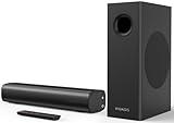 RIOWOIS Sound Bars for Smart TV with Subwoofer, 2.1 Deep Bass Small Soundbar Home Theater Surround System Speaker with 4 Inch Subwoofer, Bluetooth/Optical/AUX Connection, Compact Soundbar for TV