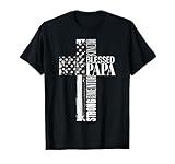 Vintage Christian Blessed Papa American Flag Fathers Day T-Shirt