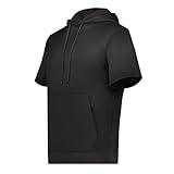 Augusta Sportswear Men's Wicking Fleece Short Sleeve Hoodie, Black, X-Large