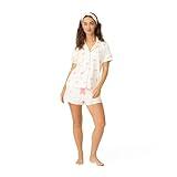 P.J. Salvage Women's Tini Time 2-Piece Short-Sleeve Pajama Set with Headband, Ivory